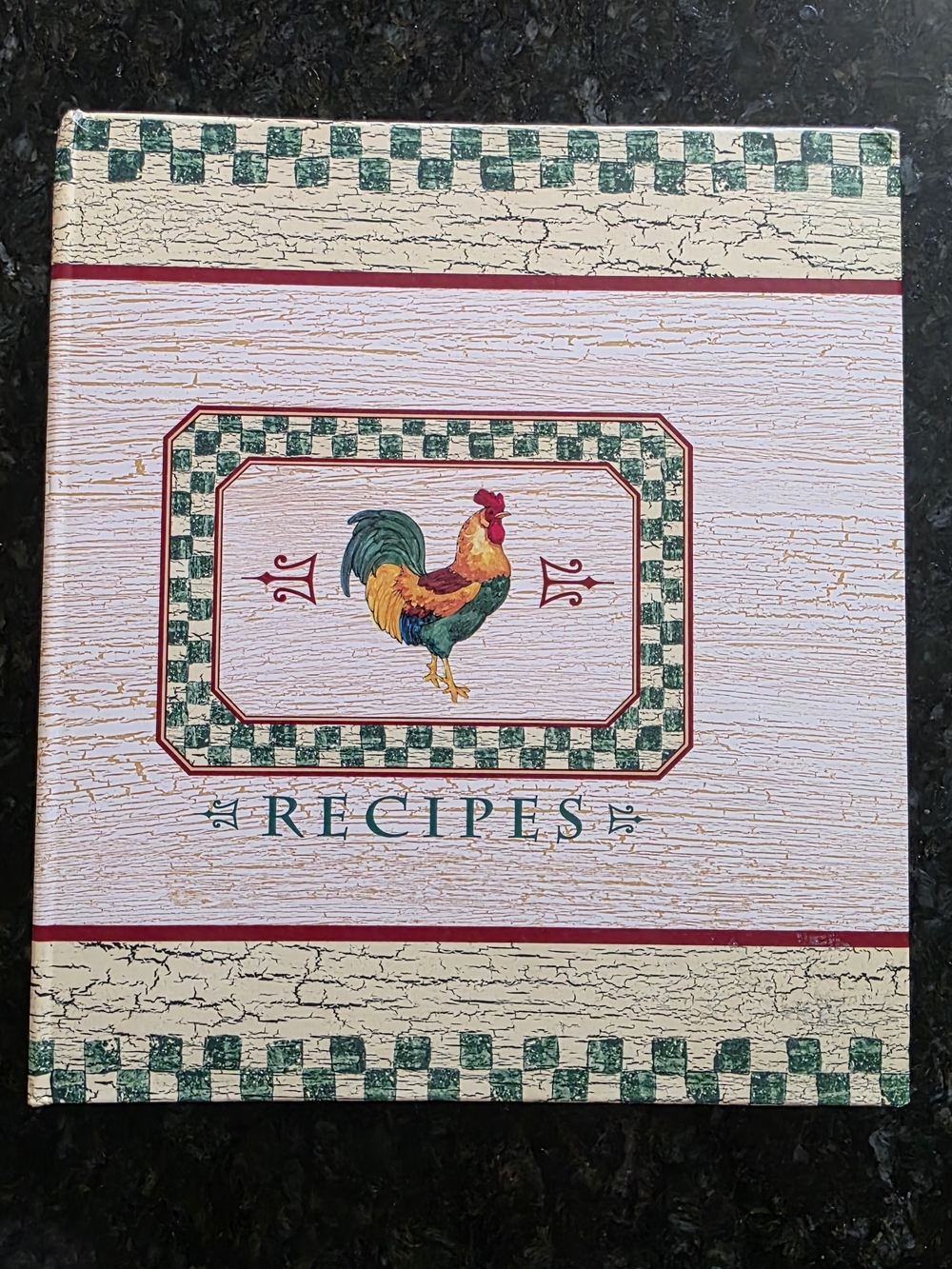 VTG Country Rooster Personal Recipe Book Hardcover 3 Ring Binder -NEW -Farmhouse